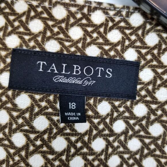 Talbots Woman Jacket Size 18 Brown Tan Button Front Round Neck Lined Career - Picture 3 of 4
